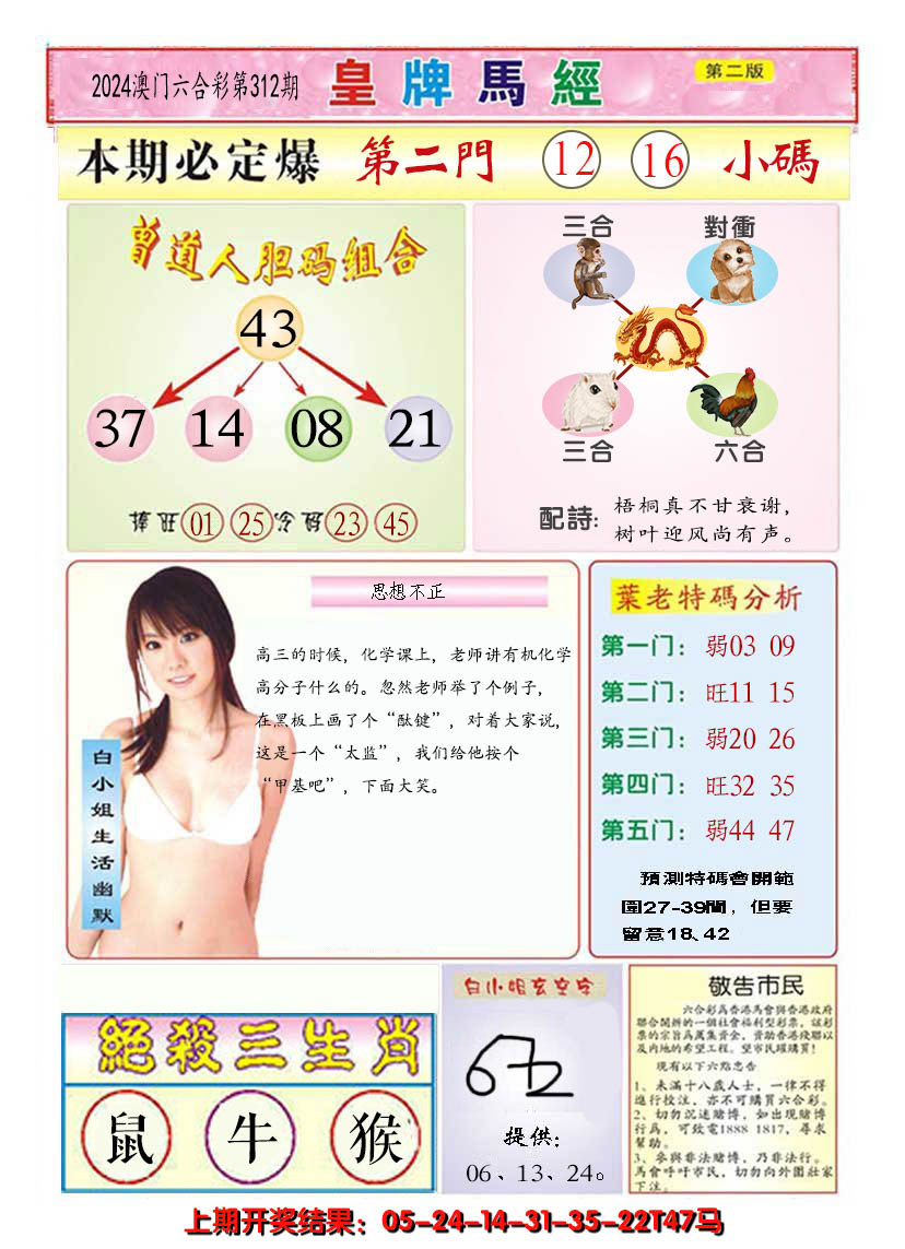 2024312期澳门皇牌马经B