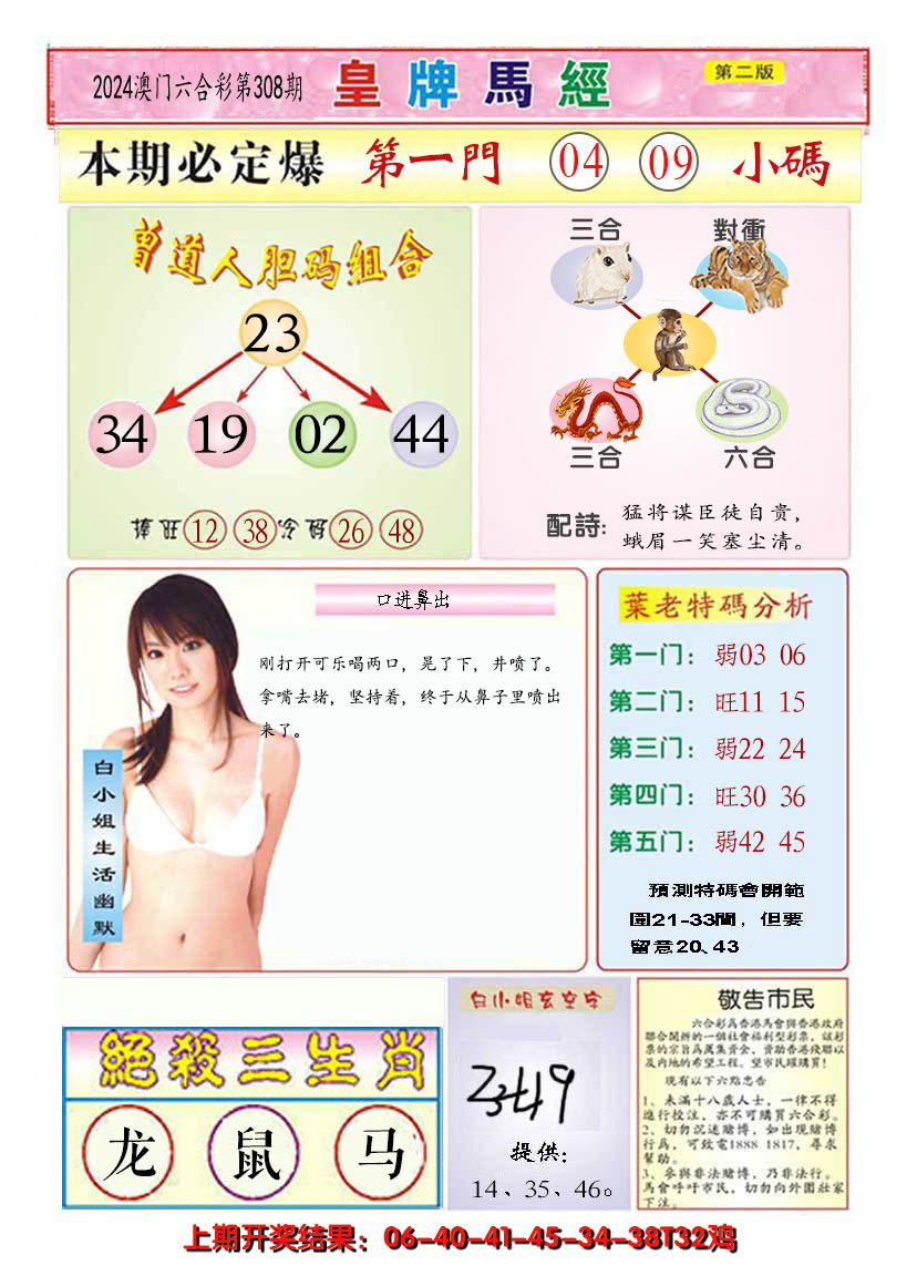 2024308期澳门皇牌马经B