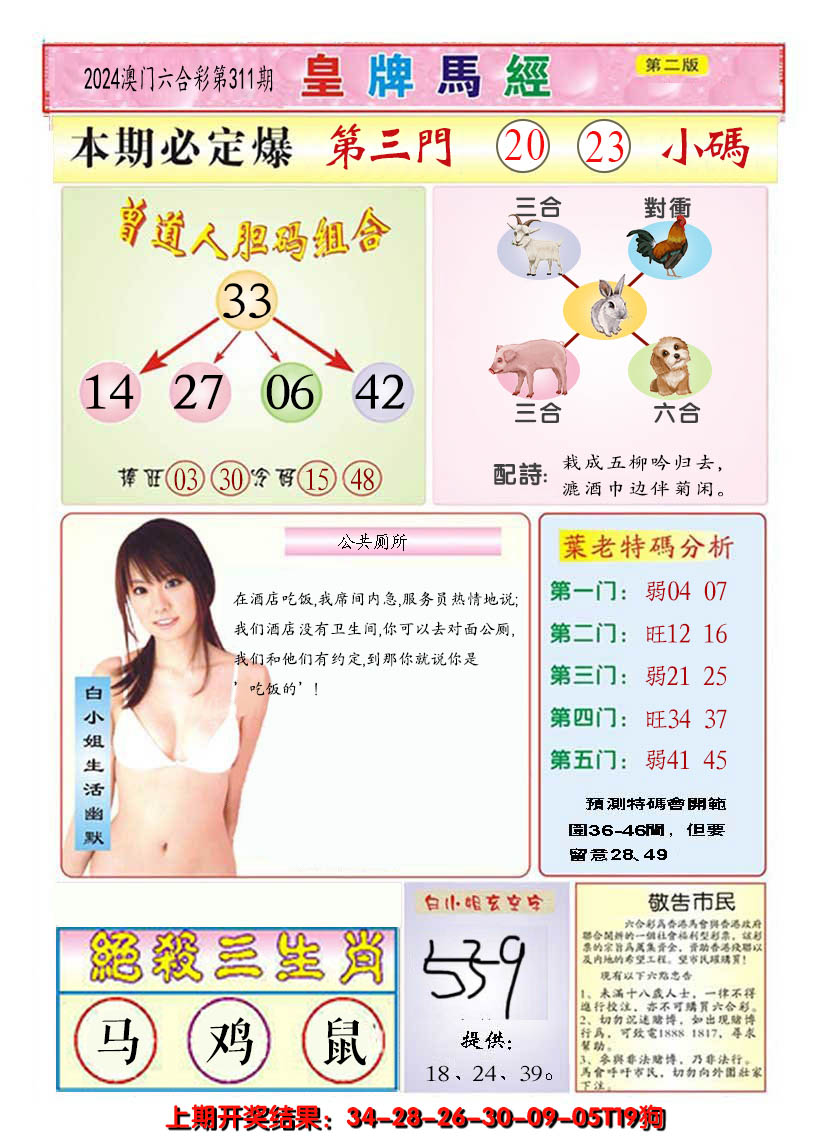 2024311期澳门皇牌马经B