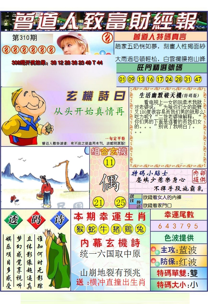 2024310期澳门曾道人致富财经报