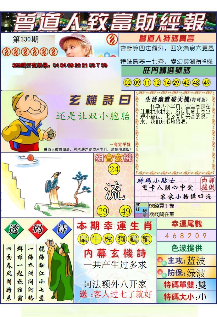 2024330期澳门曾道人致富财经报