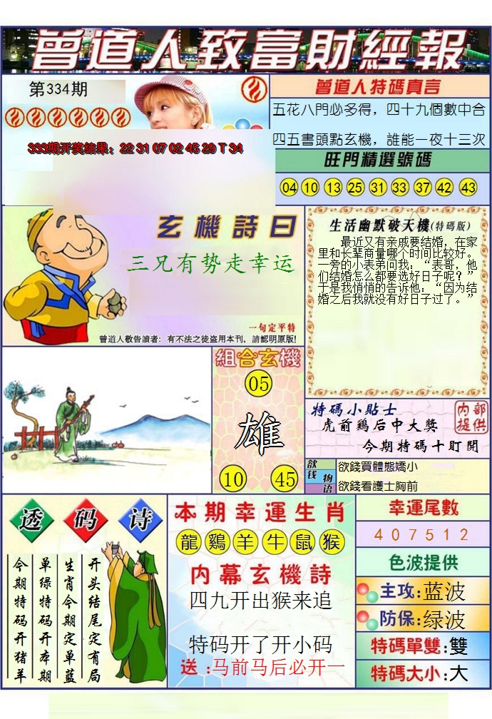 2024334期澳门曾道人致富财经报