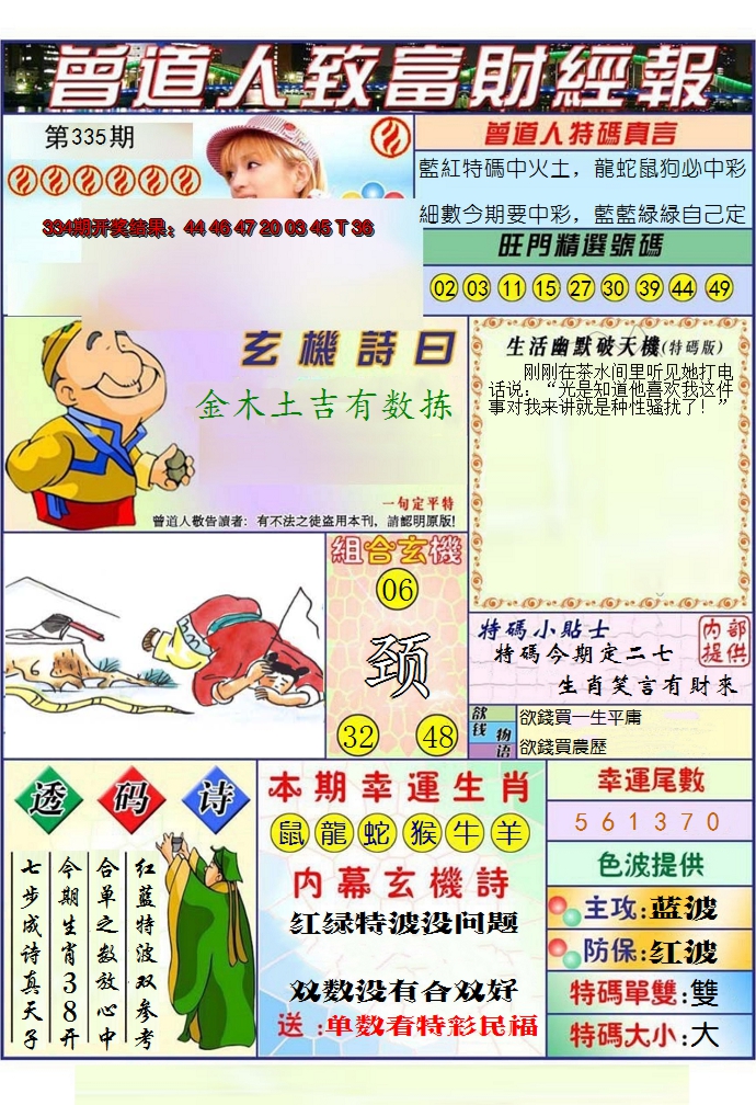 2024335期澳门曾道人致富财经报