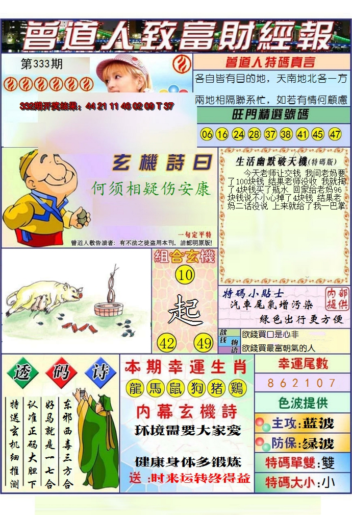 2024333期澳门曾道人致富财经报