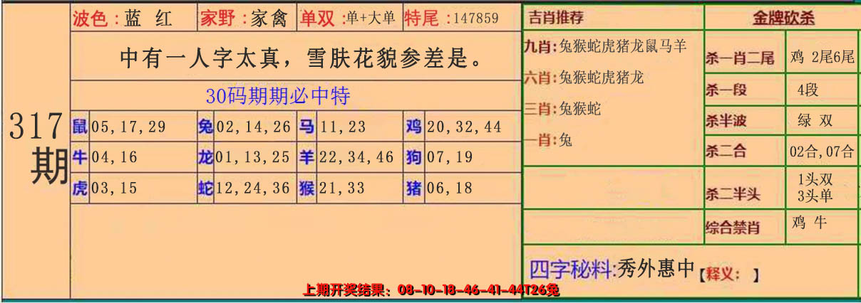 2024317期30码中特