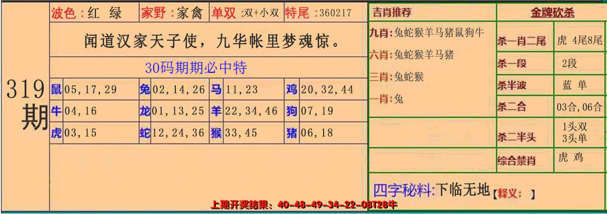 2024319期30码中特