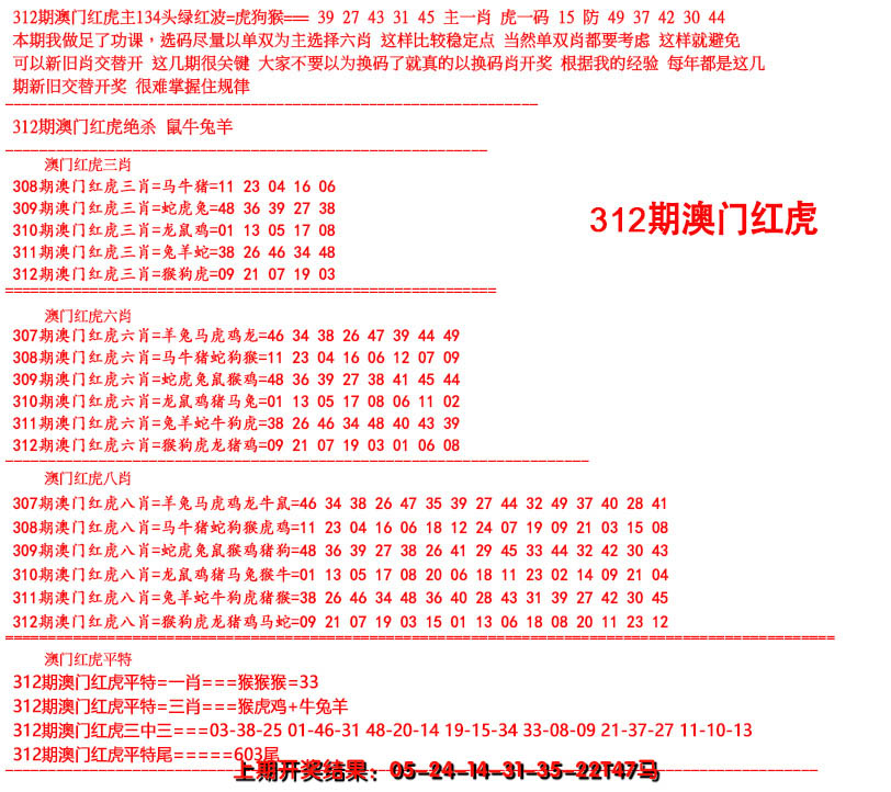 2024312期红虎图