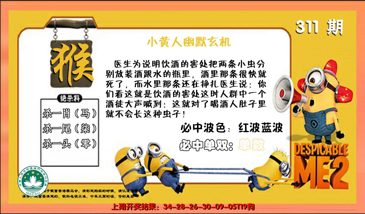 2024311期小黄人幽默玄机