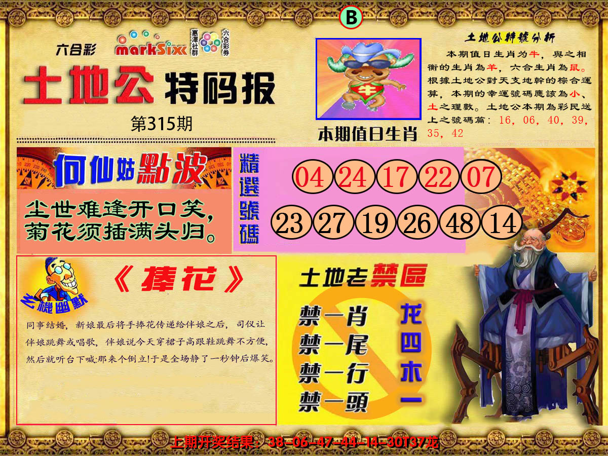 2024315期土地公特码报B