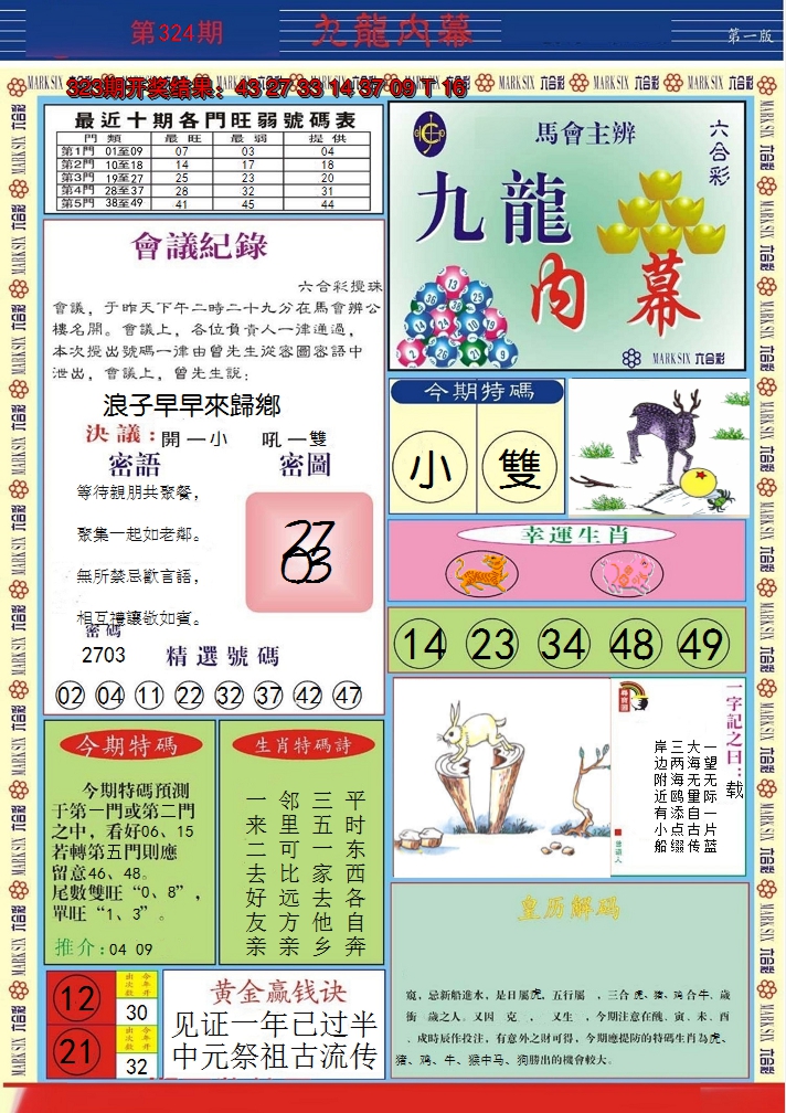 2024324期九龙内幕A