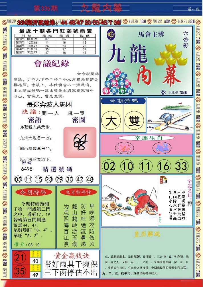 2024335期九龙内幕A