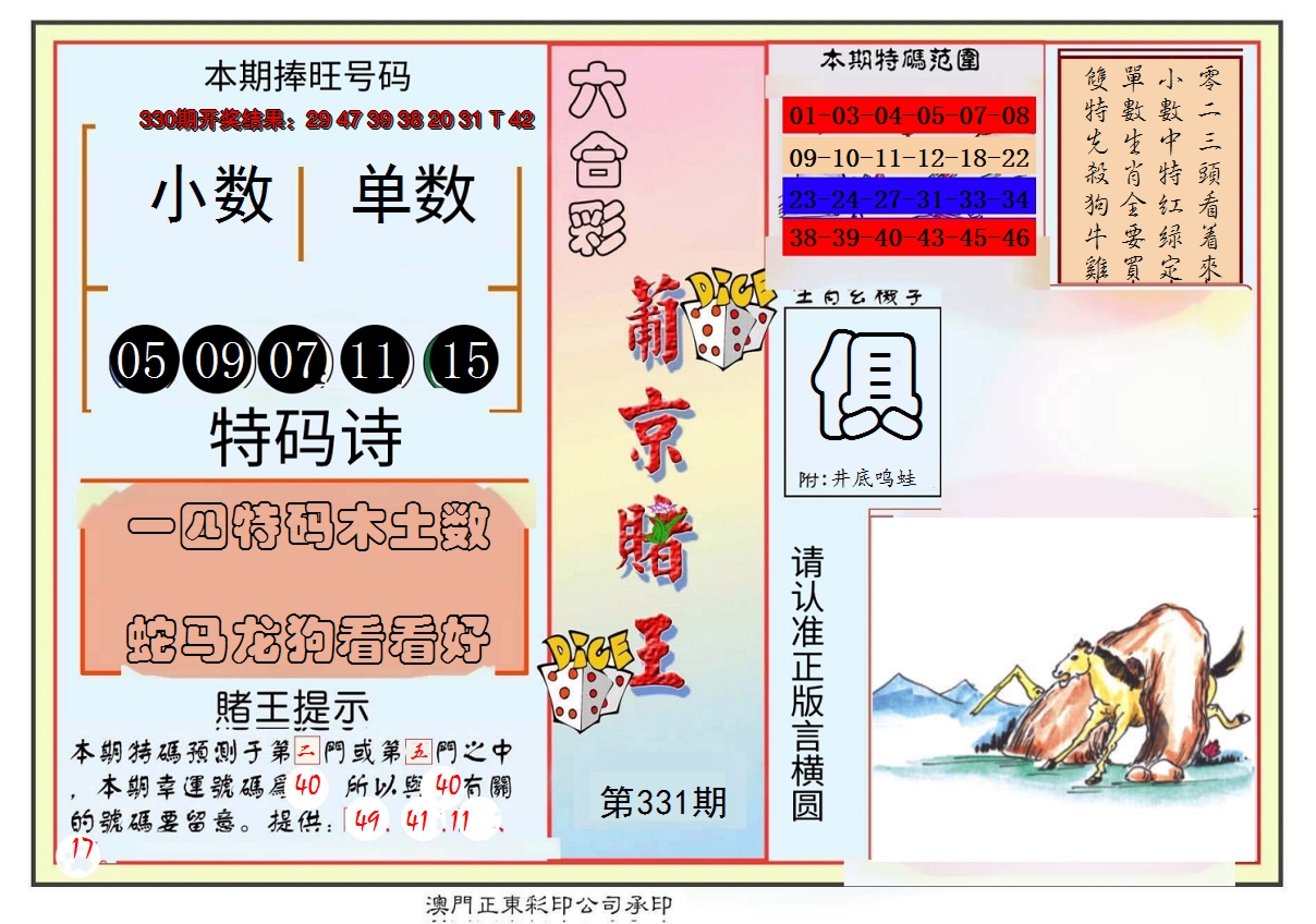 2024331期葡京赌王彩