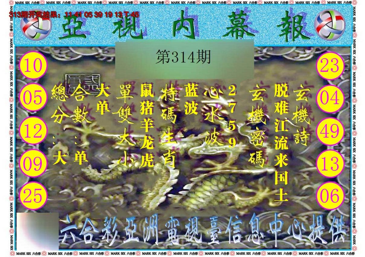 2024314期亚视内幕报