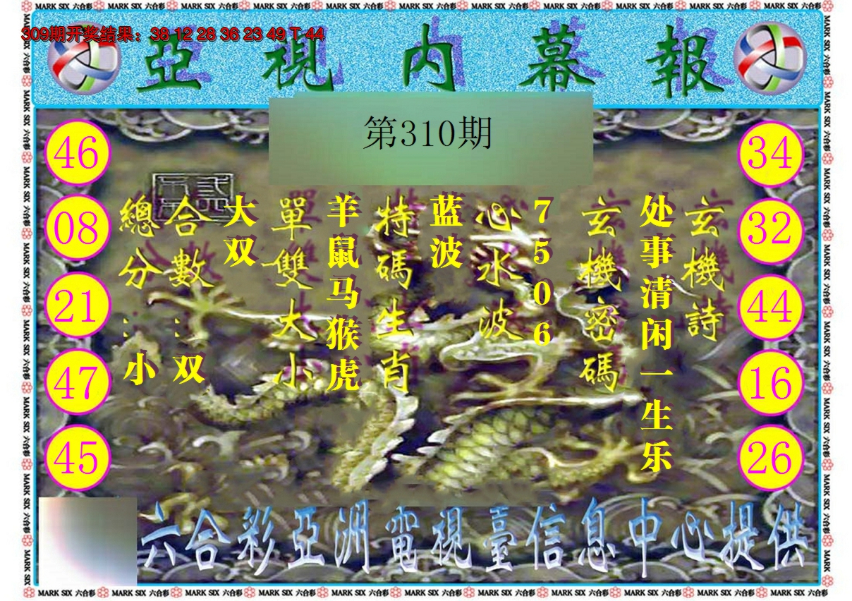 2024310期亚视内幕报