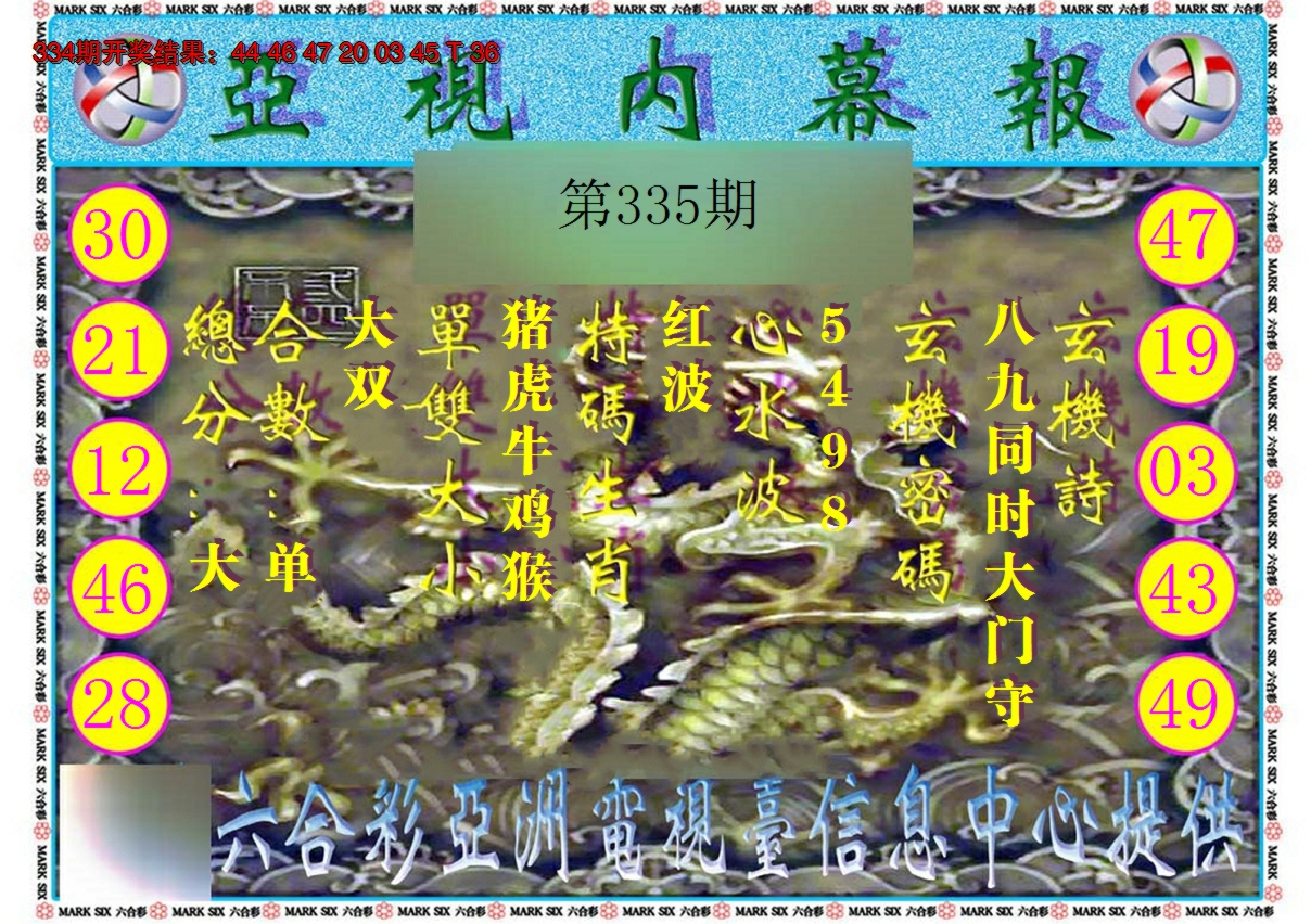 2024335期亚视内幕报