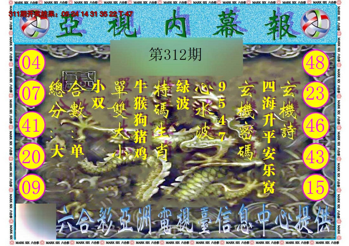 2024312期亚视内幕报