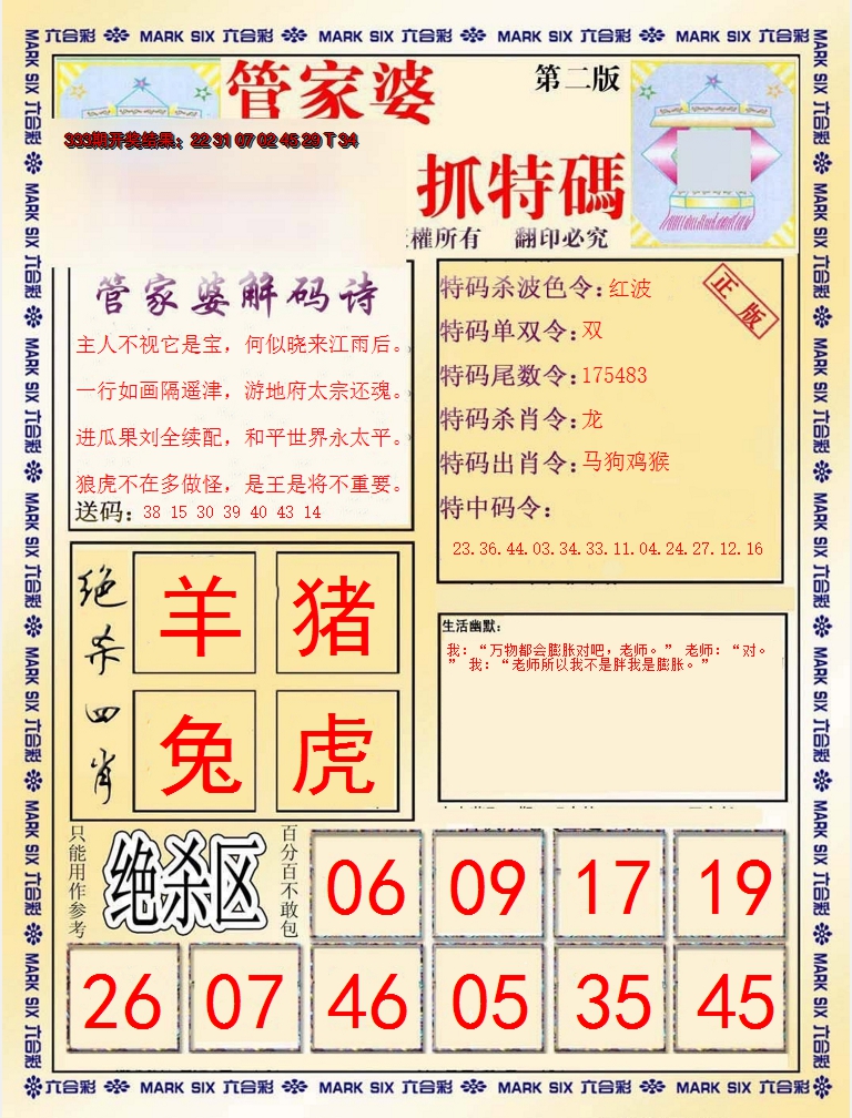 2024334期管家婆抓特码B