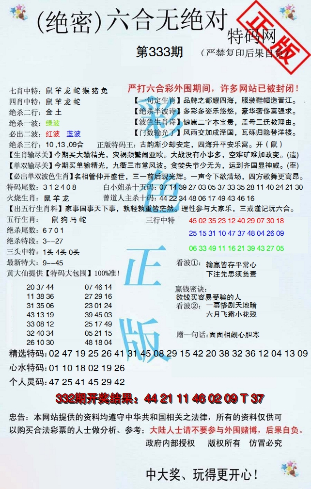 2024333期六合无绝对