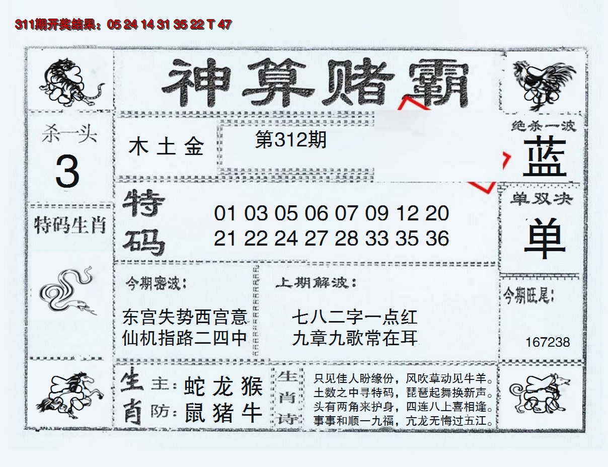 2024312期神算赌霸