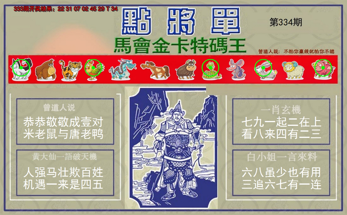 2024334期点将单
