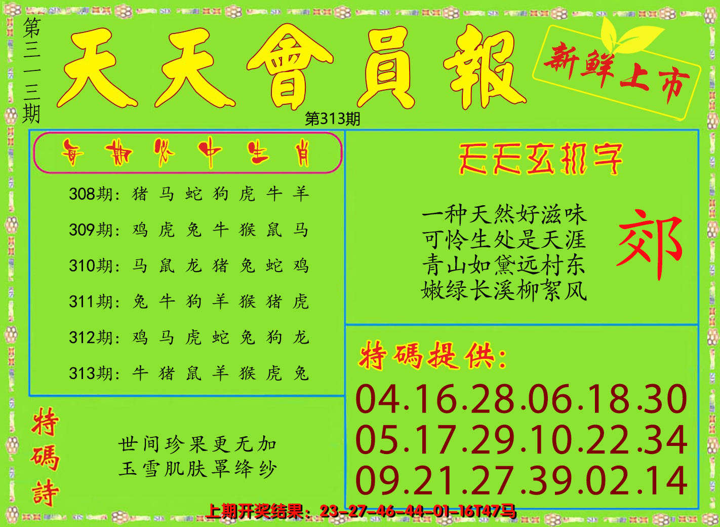 2024313期天天会员报
