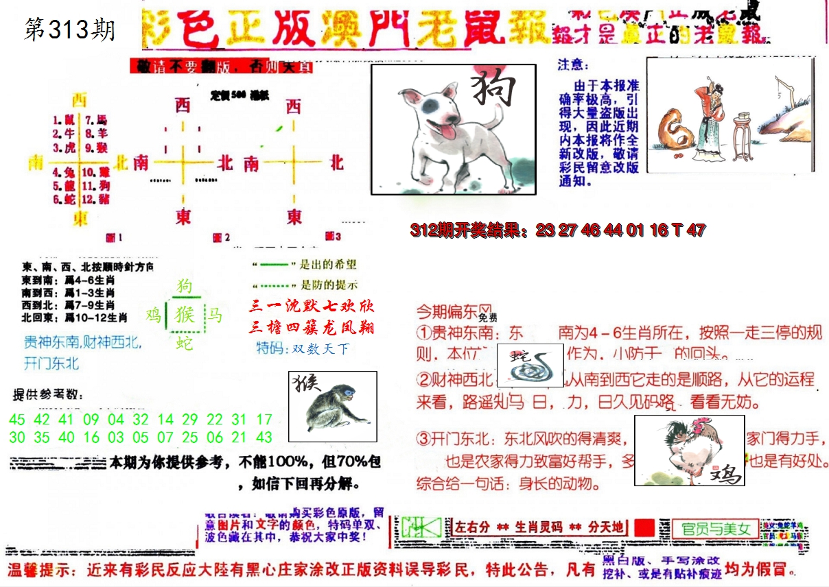 2024313期彩色正版澳门老鼠报