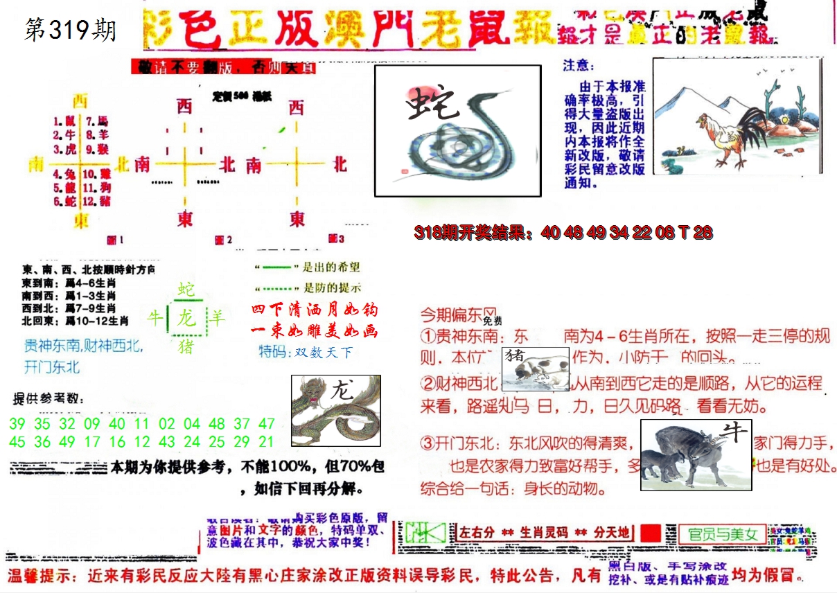 2024319期彩色正版澳门老鼠报