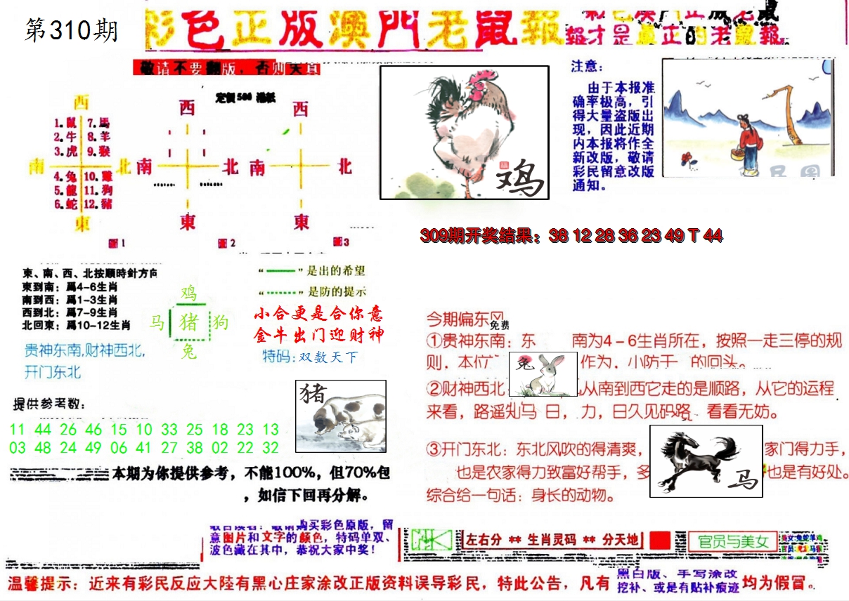 2024310期彩色正版澳门老鼠报