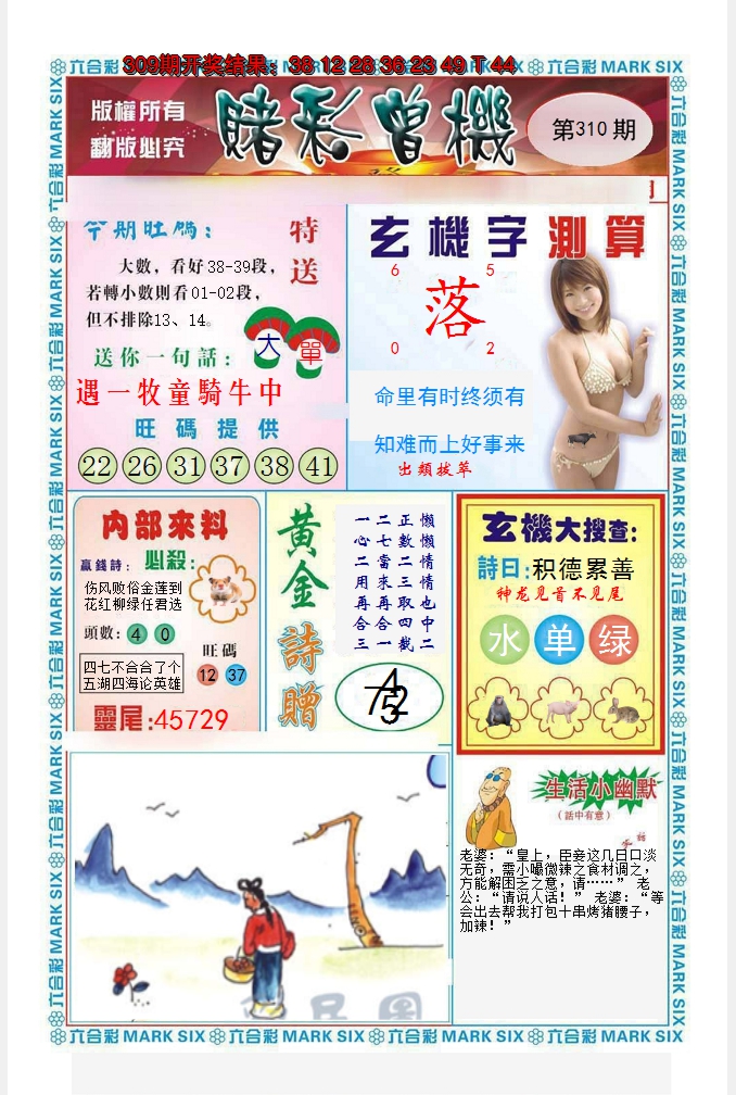 2024310期赌彩曾机