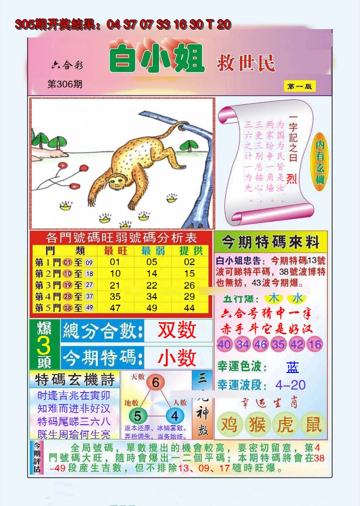 2024306期白小姐救世民A