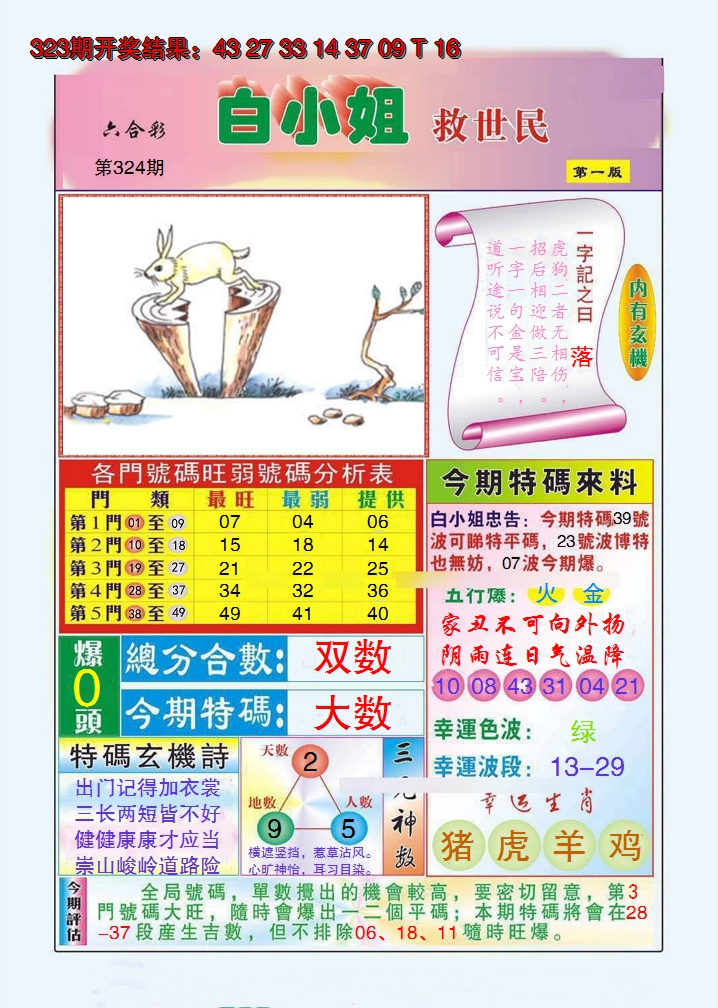 2024324期白小姐救世民A