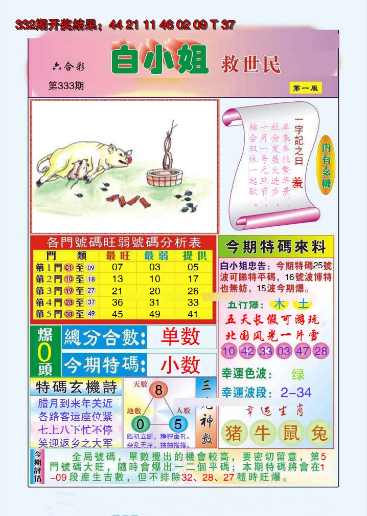 2024333期白小姐救世民A