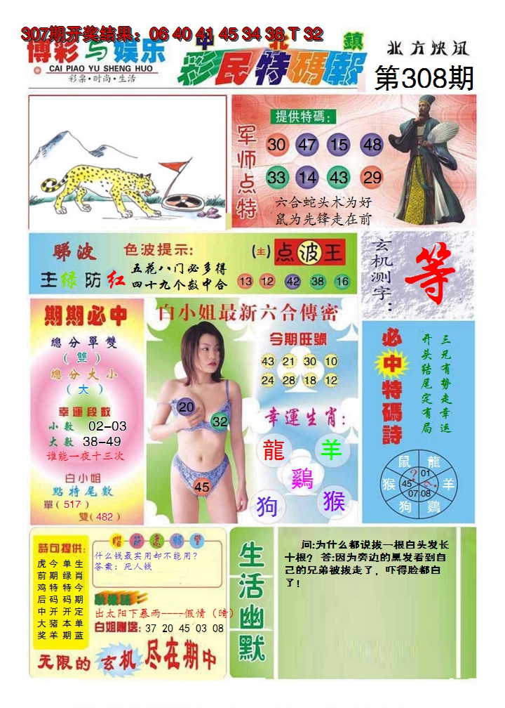 2024308期中北彩民特码报