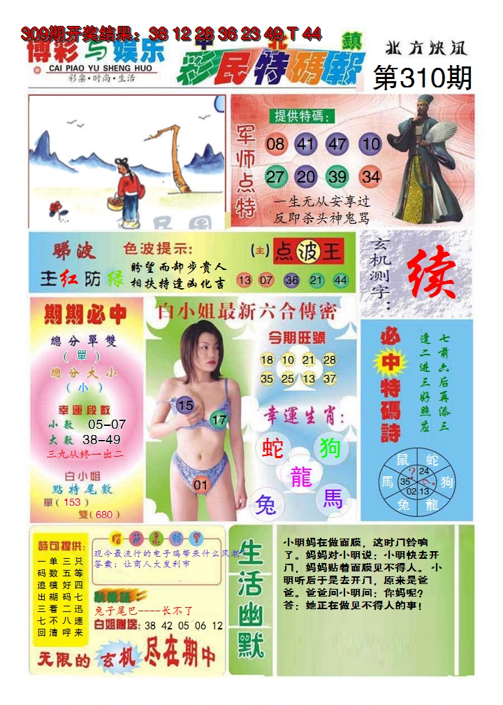 2024310期中北彩民特码报