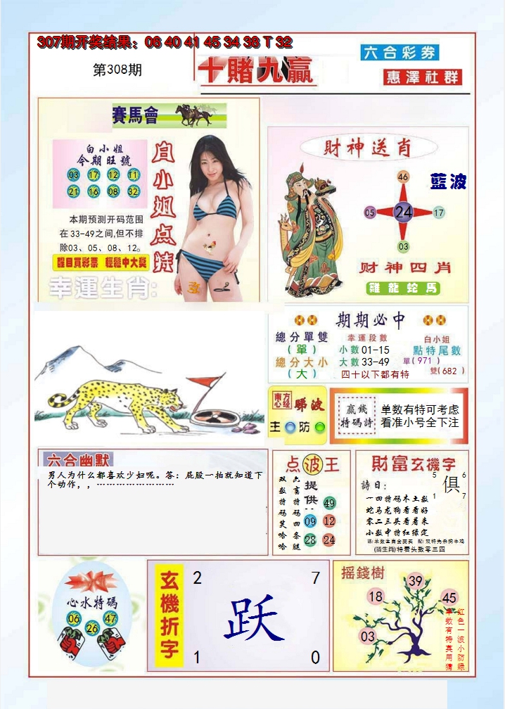 2024308期十赌九羸