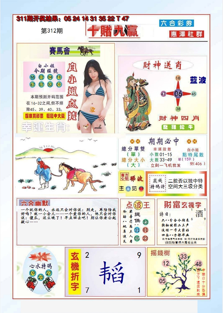 2024312期十赌九羸