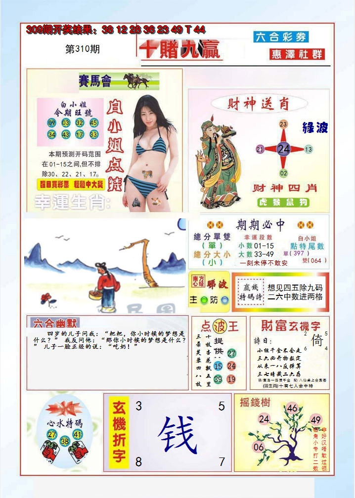 2024310期十赌九羸