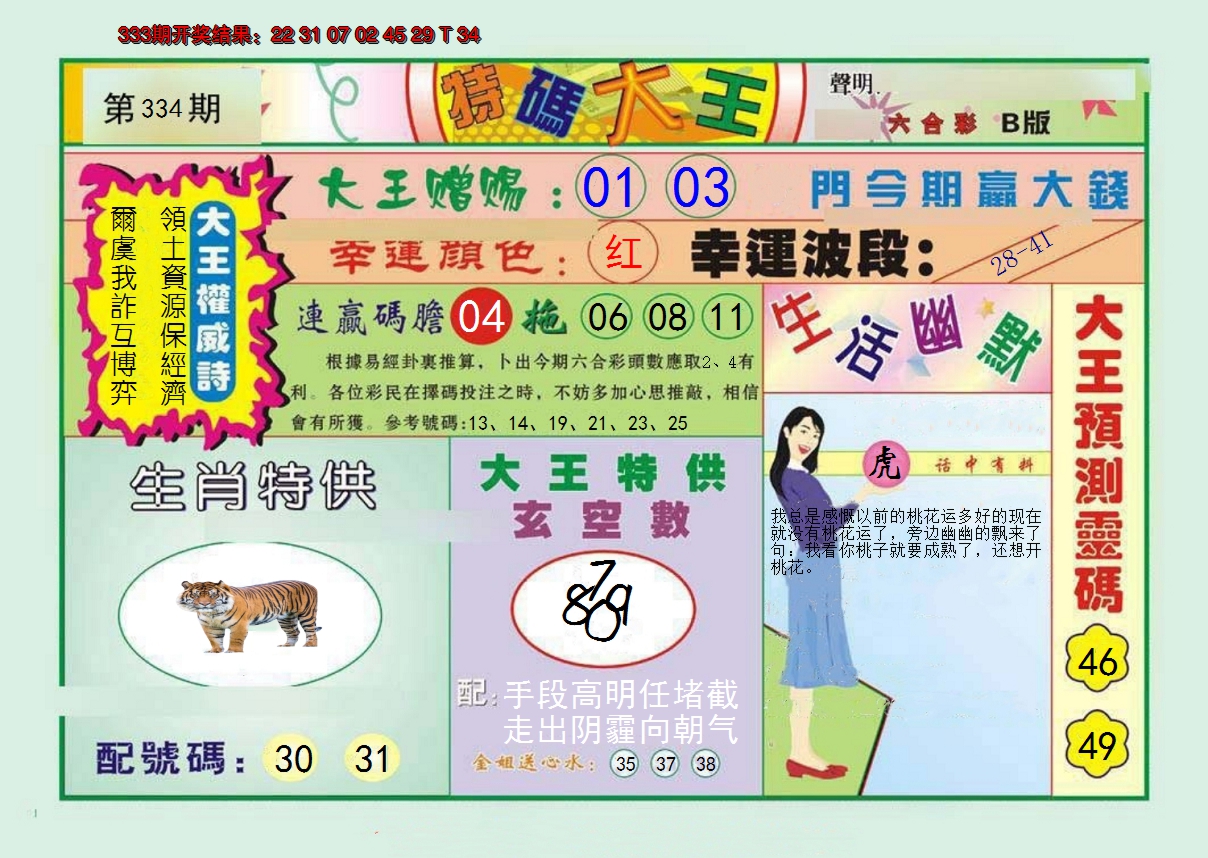 2024334期特码大王B
