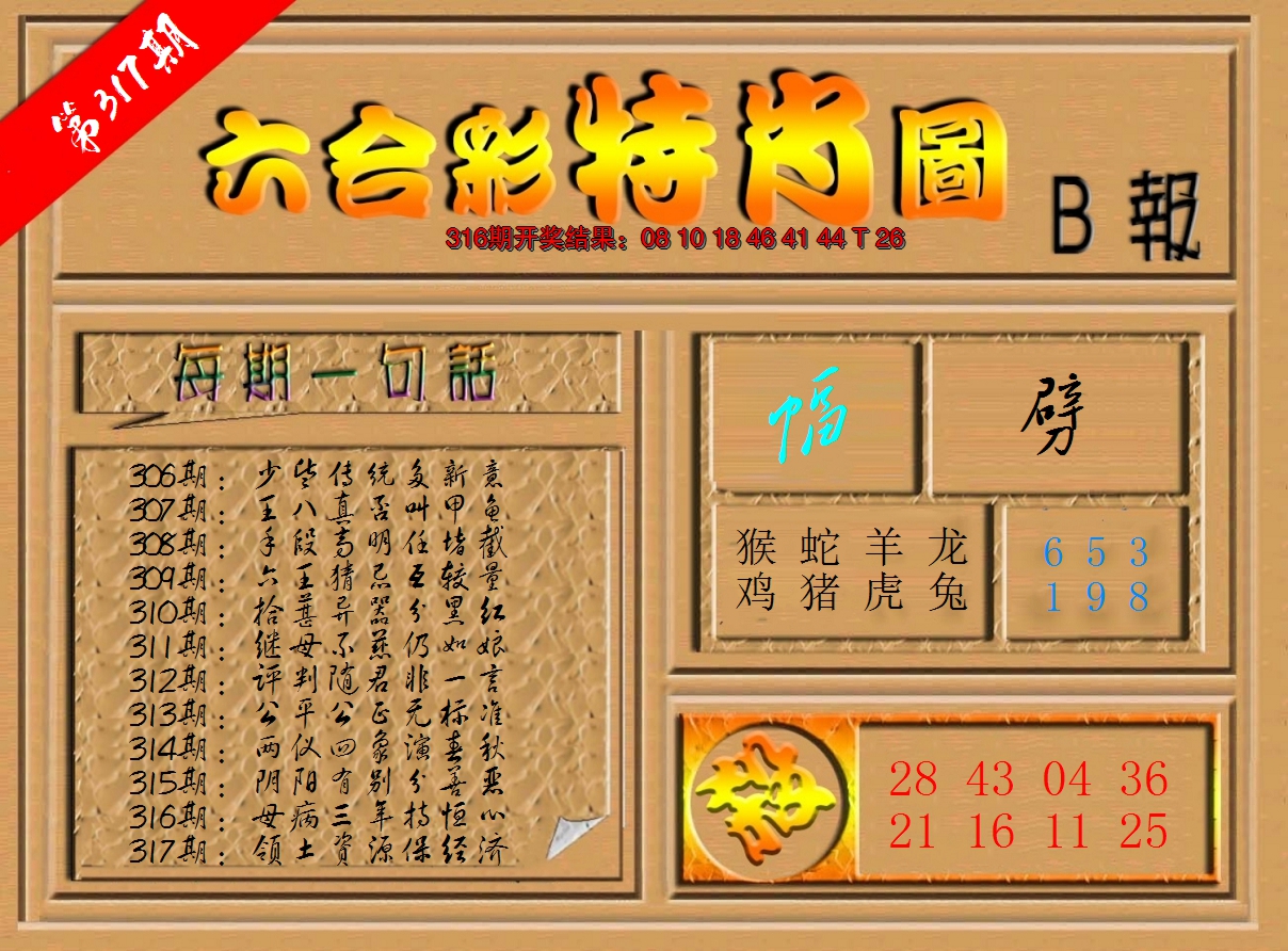 2024317期六合彩特肖图b