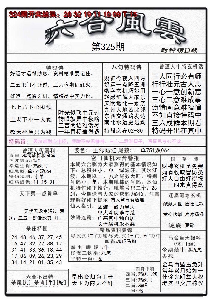 2024325期六合风云A