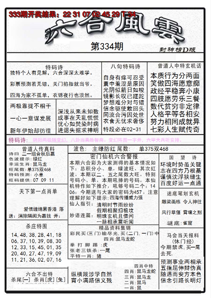 2024334期六合风云A