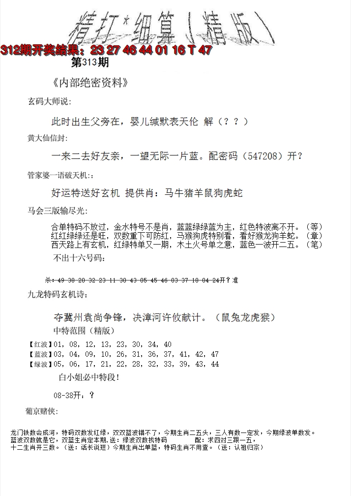 2024313期精大细算精版
