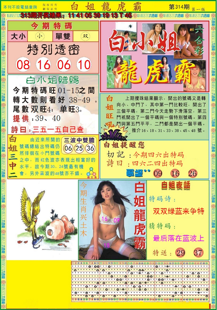 2024314期白小姐龙虎霸A