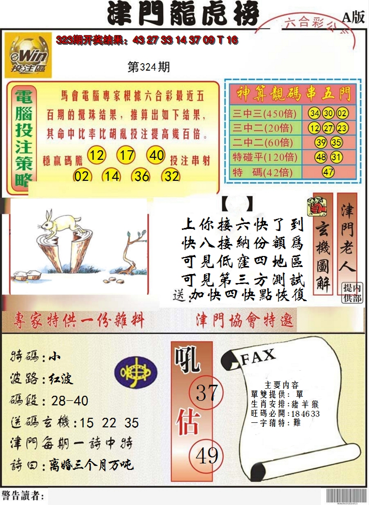 2024324期津门龙虎榜A