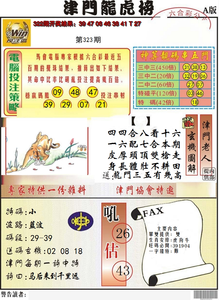 2024323期津门龙虎榜A
