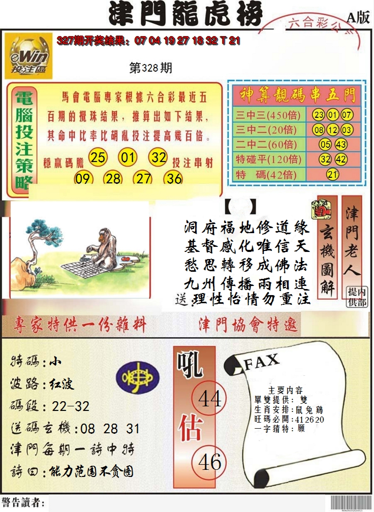 2024328期津门龙虎榜A