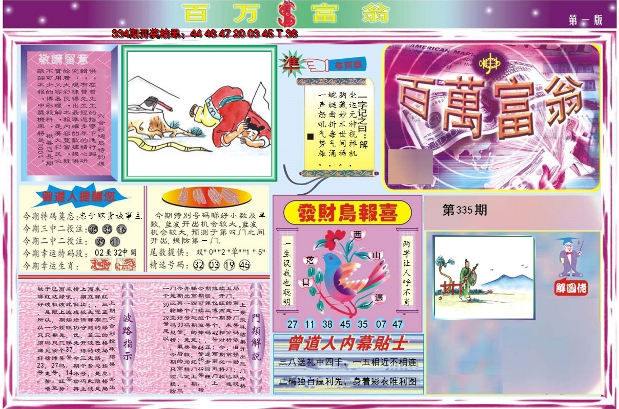 2024335期百万富翁A