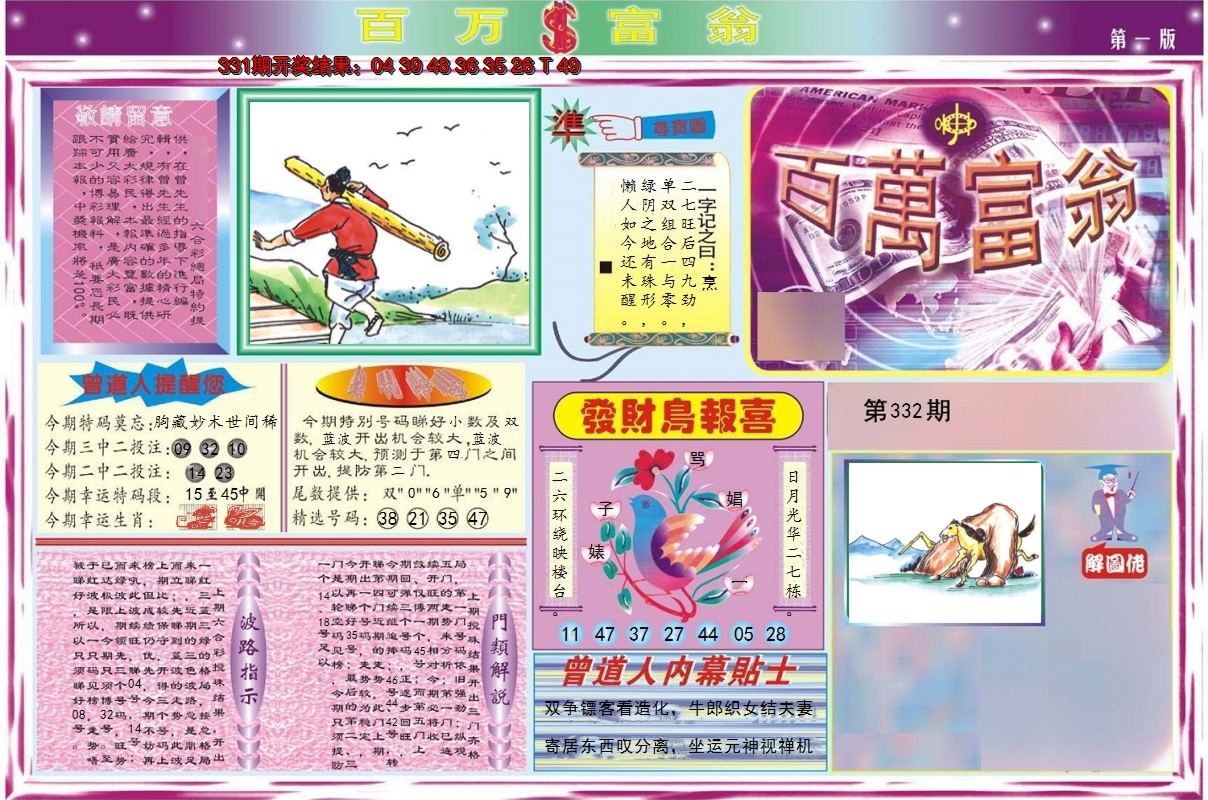 2024332期百万富翁A