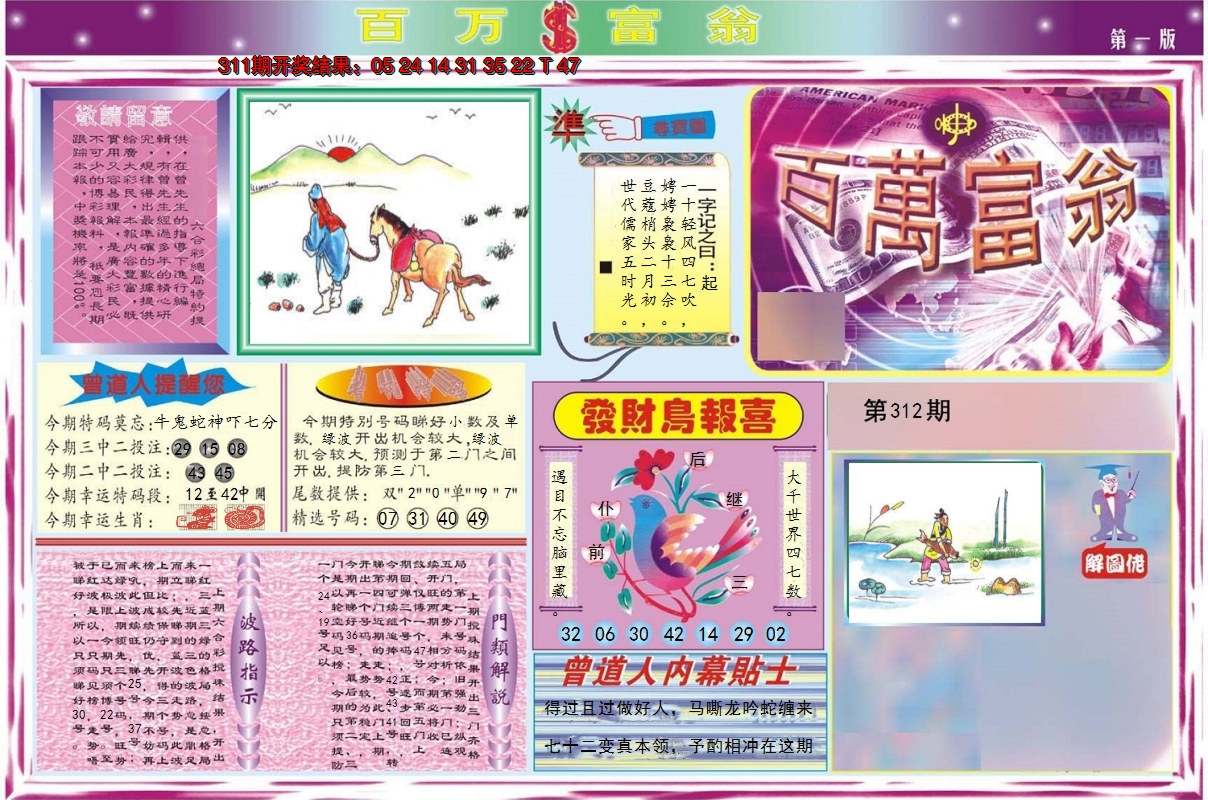 2024312期百万富翁A