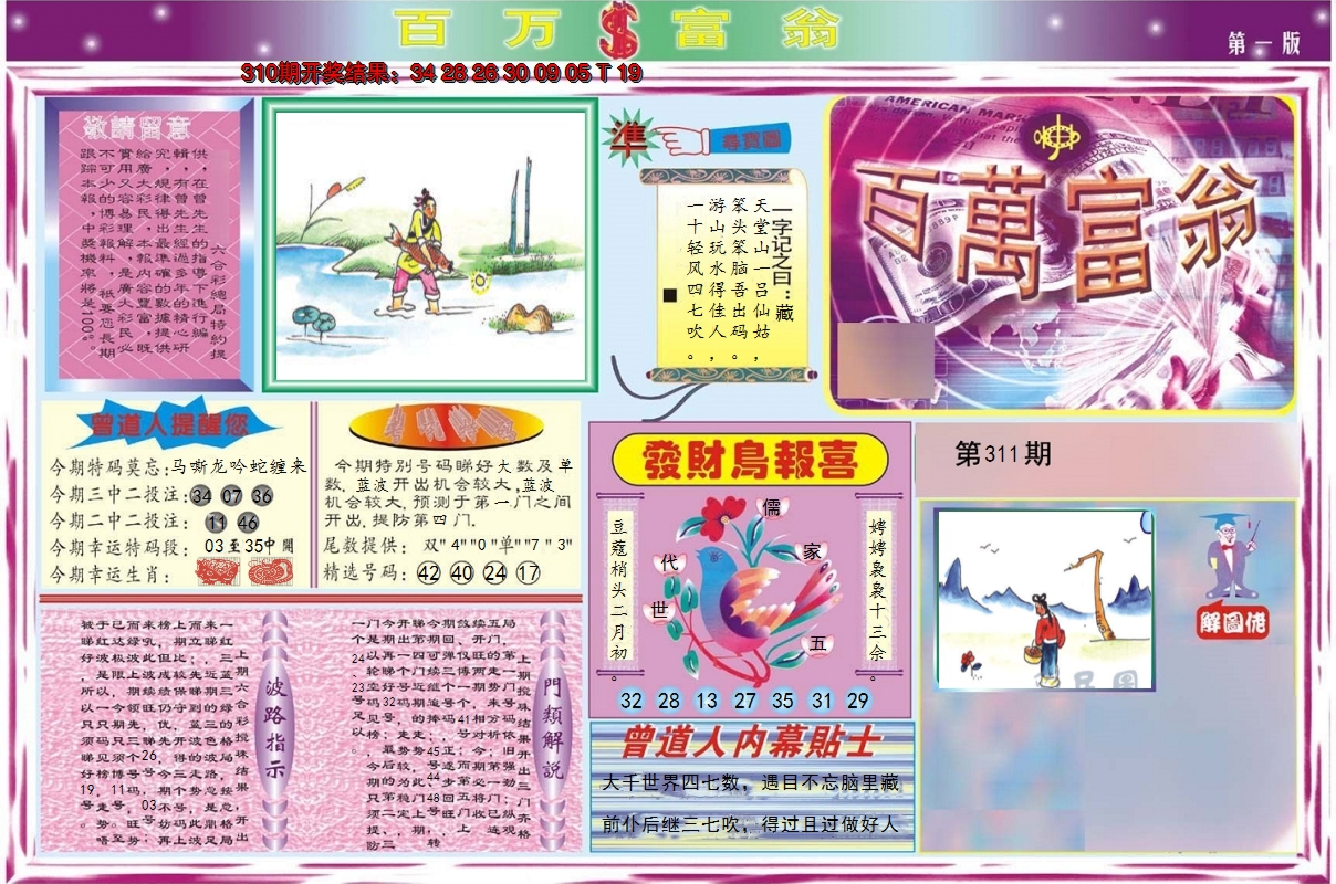 2024311期百万富翁A